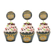 Набор для капкейков "Happy Birthday black" 6 шт Набор для капкейков "Happy Birthday black" 6 шт