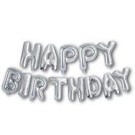 Фольгированный шар-надпись "Happy Birthday" серебро Китай 