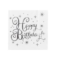 Салфетки "Happy birthday" серебро 20шт Салфетки "Happy birthday" серебро 20шт