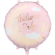 Фольгированный круглый шар "Welcome baby" розовый 18" Partydeco