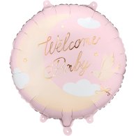 Фольгована кругла кулька "Welcome baby" рожева 18" Partydeco Фольгована кругла кулька "Welcome baby" рожева 18" Partydeco