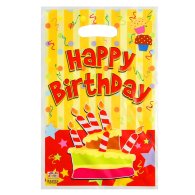 Пакеты подарочные полиэтиленовые "Happy Birthday" тортик 25х16 см 10 шт
