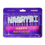 Свечи-буквы "Happy Birthday" серебро блеск Свечи-буквы "Happy Birthday" серебро блеск