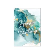 Мини-открытки "Happy birthday" мрамор 10 шт