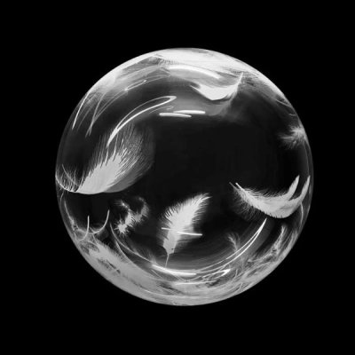 Надувной шар Bubbles прозрачный перья белые 18"(45см) Китай