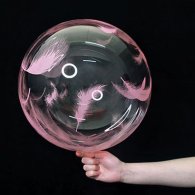 Надувной шар Bubbles прозрачный перья розовые 18"(45см) Китай
