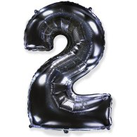 Фольгована кулька цифра "2" чорна 40" FlexMetal