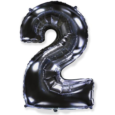 Фольгована кулька цифра "2" чорна 40" FlexMetal