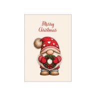 Мини-открытки "Merry Christmas" гном с веночком 10 шт