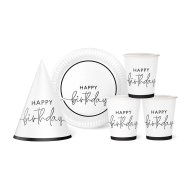 Набор посуды с колпачками "Happy Birthday" на белом на 10 персон Набор посуды с колпачками "Happy Birthday" на белом на 10 персон