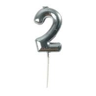 Свічка-цифра "2" на паличці срібло 6,5 см