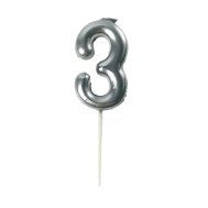 Свеча-цифра "3" на палочке серебро 6,5 см Свеча-цифра "3" на палочке серебро 6,5 см