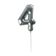 Свічка-цифра "4" на паличці срібло 6,5 см