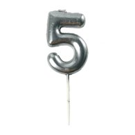 Свічка-цифра "5" на паличці срібло 6,5 см