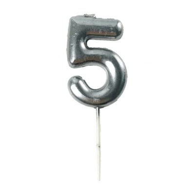 Свічка-цифра "5" на паличці срібло 6,5 см
