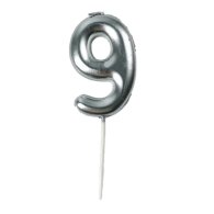 Свічка-цифра "9" на паличці срібло 6,5 см
