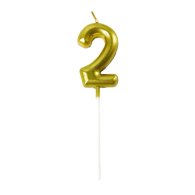 Свічка-цифра "2" на паличці золото 6,5 см