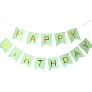 Гирлянда бумажная "Happy Birthday" мятная Гирлянда бумажная "Happy Birthday" мятная
