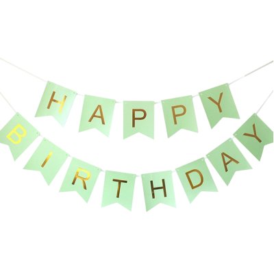 Гирлянда бумажная "Happy Birthday" мятная 