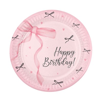 Набор тарелок "Happy Birthday" бантики 10 шт Набор тарелок "Happy Birthday" бантики 10 шт