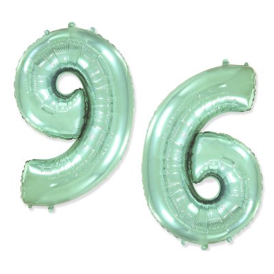 Фольгированный шар цифра "6" или "9" мята 39" FlexMetal