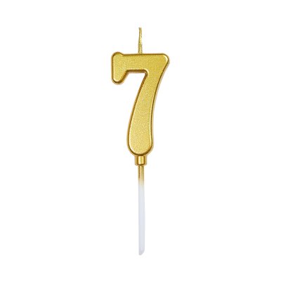 Свеча-цифра мини "7" на палочке золото 4 см