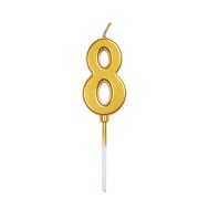 Свеча-цифра мини "8" на палочке золото 4 см Свеча-цифра мини "8" на палочке золото 4 см
