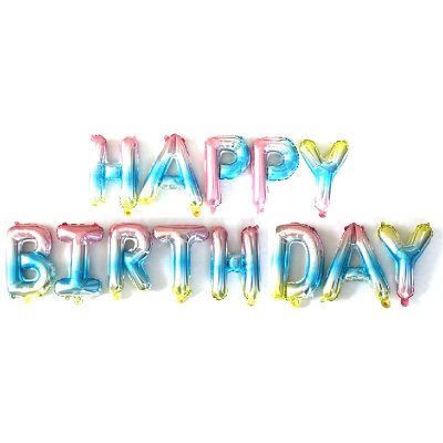 Фольгированный шар-надпись "Happy Вirthday" голограмма Китай