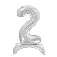 Фольгированный шар цифра на подставке "2" серебро 32" Pelican Фольгированный шар цифра на подставке "2" серебро 32" Pelican