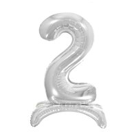 Фольгована кулька цифра на підставці "2" срібло 32" Pelican Фольгована кулька цифра на підставці "2" срібло 32" Pelican