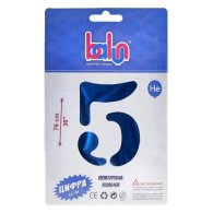 Фольгована кулька цифра "5" royal blue сатин 30" Balun в упаковці