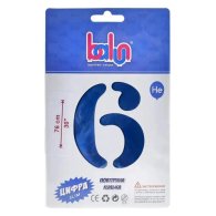 Фольгированный шар цифра "6" royal blue сатин 30" Balun в упаковке 
