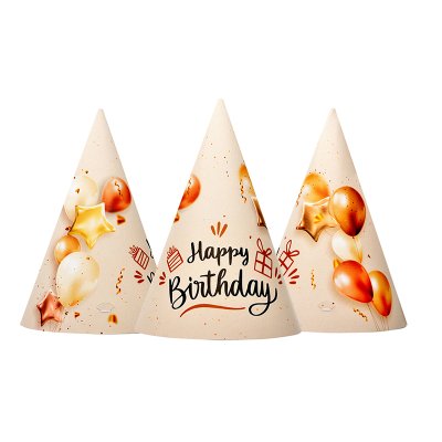 Колпачок "Happy Birthday" шарики 15 см 20 шт