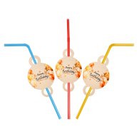 Трубочки для напитков с гофрой "Happy Birthday" шарики 8 шт