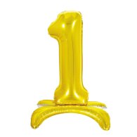 Фольгированный шар цифра на подставке "1" золото 32" Pelican Фольгированный шар цифра на подставке "1" золото 32" Pelican