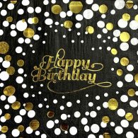 Салфетки "Happy Birthday" конфетти на черном 33х33см 20 шт
