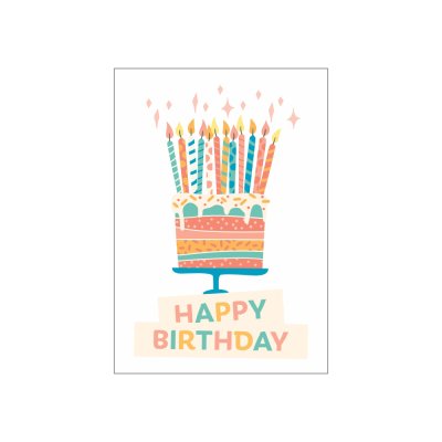 Міні-листівки "Happy Birthday" тортик 10 шт