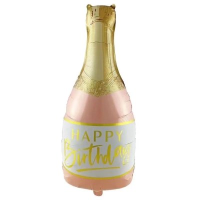 Фольгована кулька фігура "Happy Birthday" шампанське 93х48 см Китай Фольгована кулька фігура "Happy Birthday" шампанське 93х48 см Китай