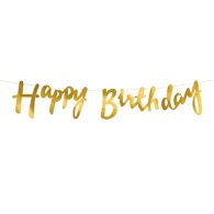 Гірлянда паперова "Happy Birthday" золото