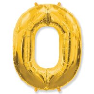 Фольгована кулька цифра "0" золото 40" FlexMetal 