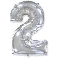 Фольгированный шар цифра "2" серебро 40" FlexMetal Фольгированный шар цифра "2" серебро 40" FlexMetal