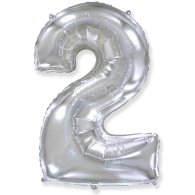 Фольгована кулька цифра "2" срібло 40" FlexMetal 