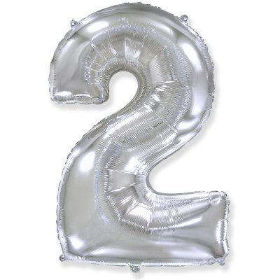 Фольгована кулька цифра "2" срібло 40" FlexMetal 