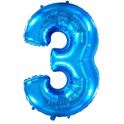 Фольгированный шар цифра "3" синий 40" FlexMetal