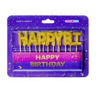 Свечи-буквы "Happy Birthday" золото блеск Свечи-буквы "Happy Birthday" золото блеск