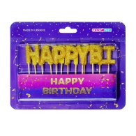 Свечи-буквы "Happy Birthday" золото блеск