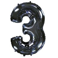 Фольгована кулька цифра "3" чорна 40" FlexMetal