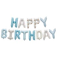 Фольгована кулька-напис "Happy Вirthday" блакитно-білий мікс Китай