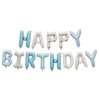 Фольгована кулька-напис "Happy Вirthday" блакитно-білий мікс Китай Фольгована кулька-напис "Happy Вirthday" блакитно-білий мікс Китай