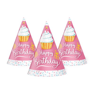 Колпачок "Happy Birthday" кексик 15 см 20 шт